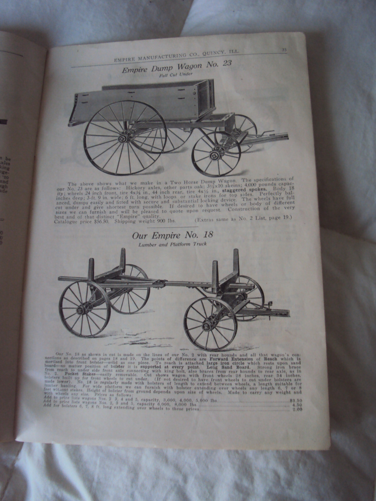Empire Steel Wheels Catalog No 20 ca 1900 44 page Softbound Quincy IL