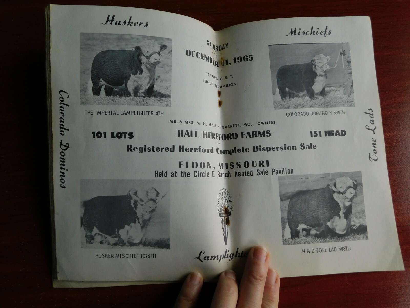 Hall Hereford Farms – 1965 auction sale book – Eldon, Missouri – Dispersion Sale