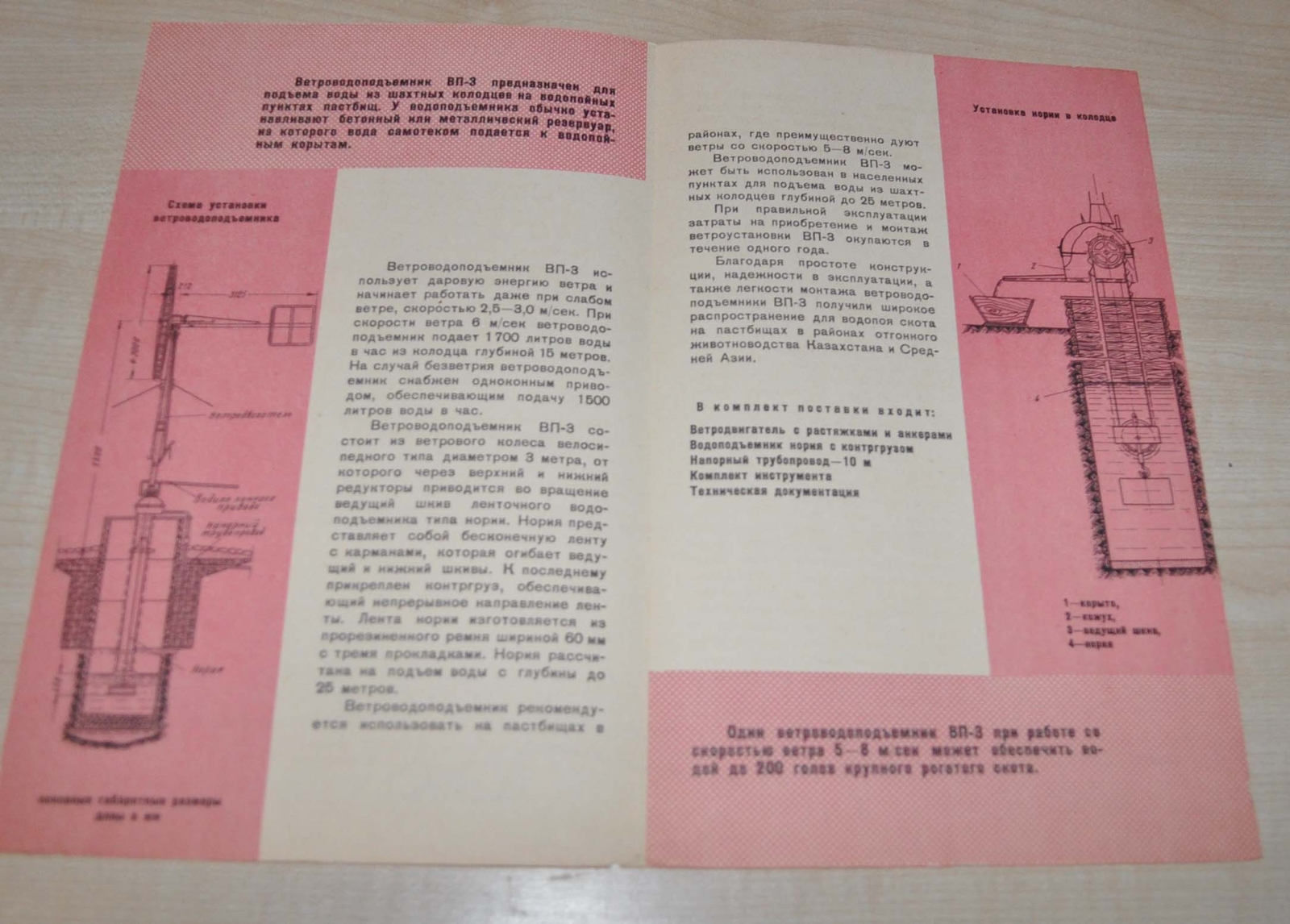 1959 Wind water lift USSR Soviet Russian Brochure Prospekt
