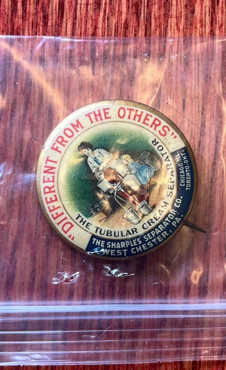 Early-1900s Sharples Cream Separator Co. Advertising Celluloid Pinback Button
