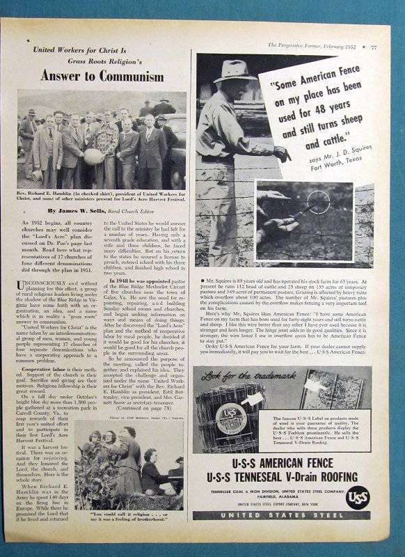 Original 1952 Farm Fence Ad Photo Endorsed by J D Squires of Fort Worth Texas