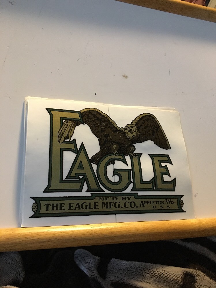 Eagle Tractor The Eagle Manufacturing Company Appleton Wisconsin Decal Repop DB