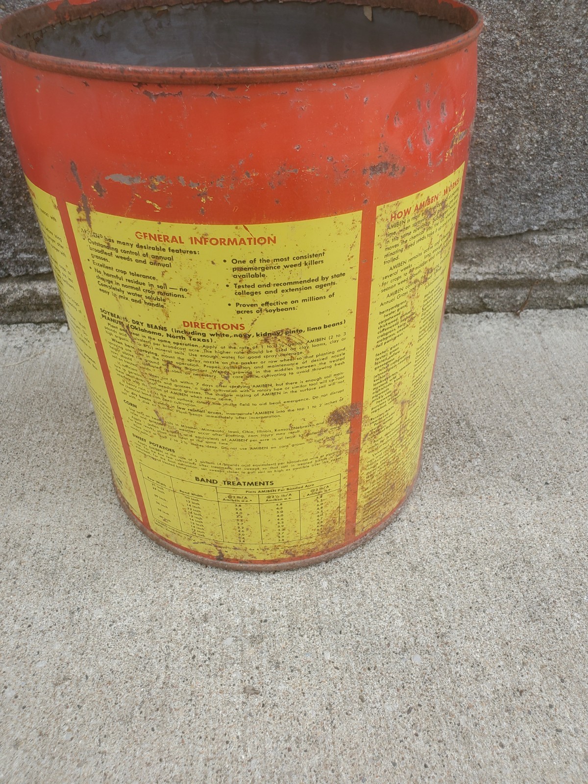 5 Gallon Metal Can Amiben Herbicide No Lid Soybean Weed Control Farm Decor #2