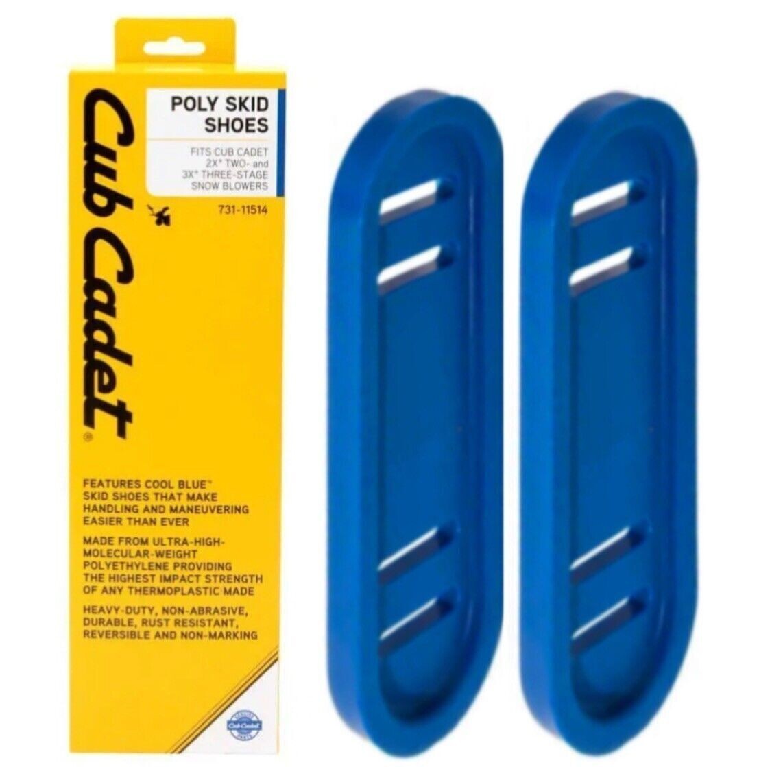 Cub Cadet Poly Skid Shoes Blue 2X 2-Stage/3X 3-Stage Snow Blowers Non-Abrasive