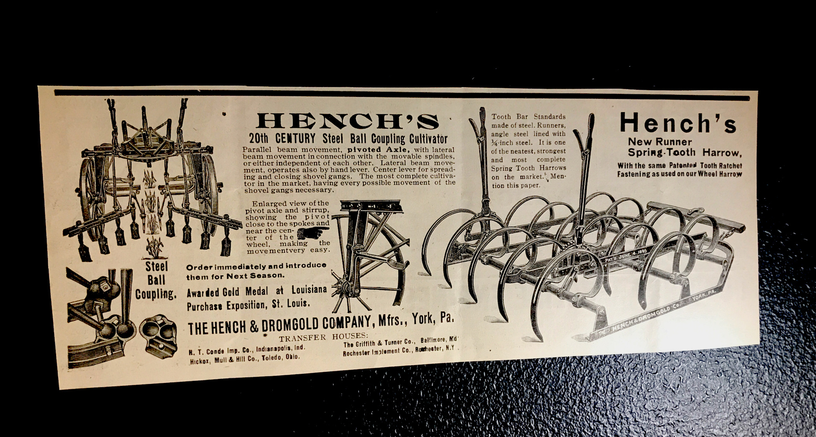 1907 Hench & Dromgold Farm Advertising – York – Pennsylvania
