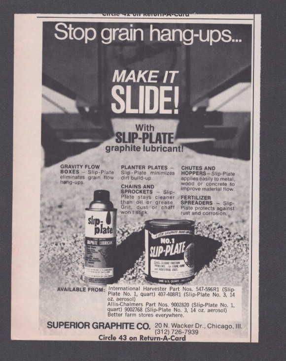 1974 Print Ad Superior Graphite Co Chicago IL Slip-Plate Stop Grain Hang-ups
