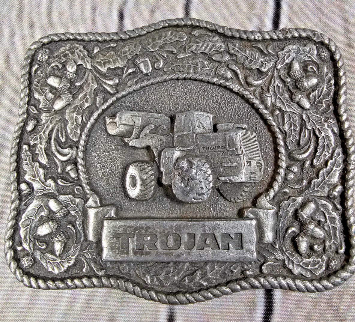 VTG Trojan Model 5500-OL Wheel Loader Belt Buckle Heavy Equipment Pewter Tone