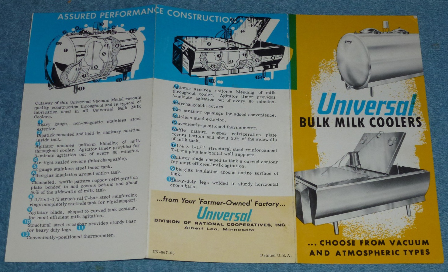 1965 Universal Bulk Milk Coolers Vacuum Atmospheric Types Advertising Brochure