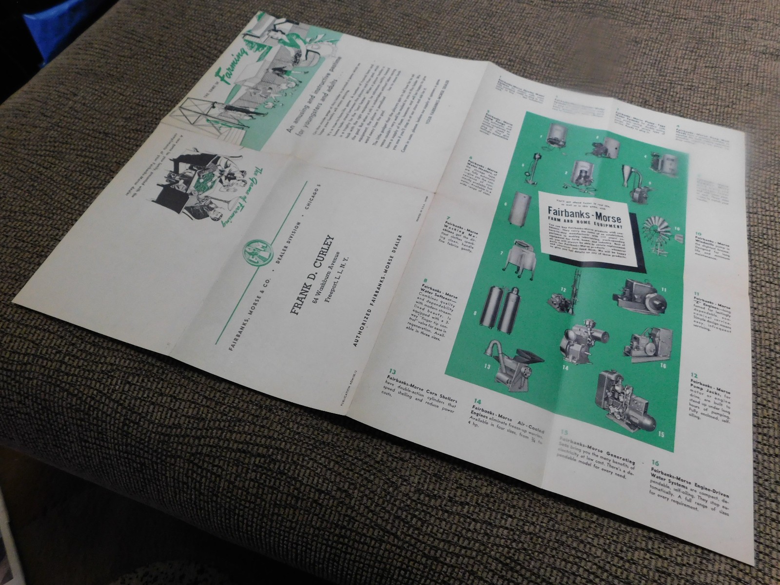 17&Prime; x 22&Prime; Paper Fairbanks-Morse Game of Farming & Brochure Frank Curley L.I. NY