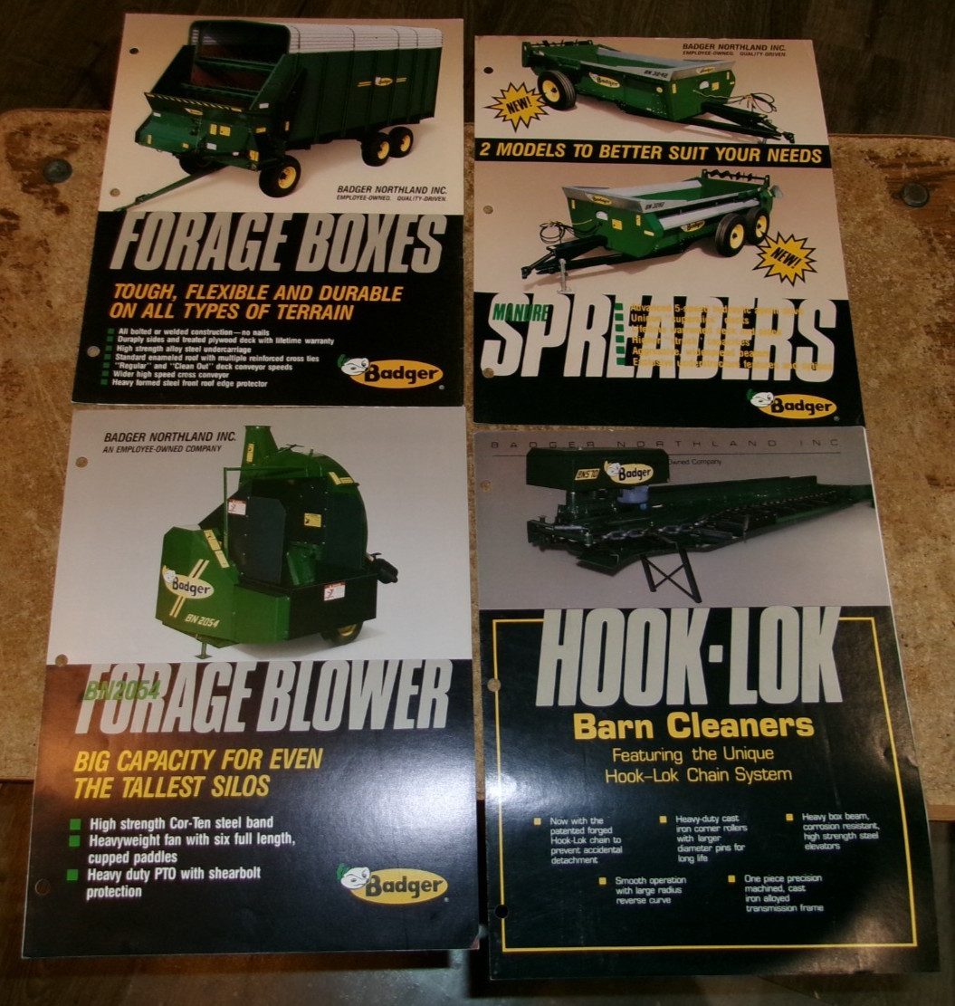 4-lot 1990 badger equipment 1-3 page brochures in good shape used