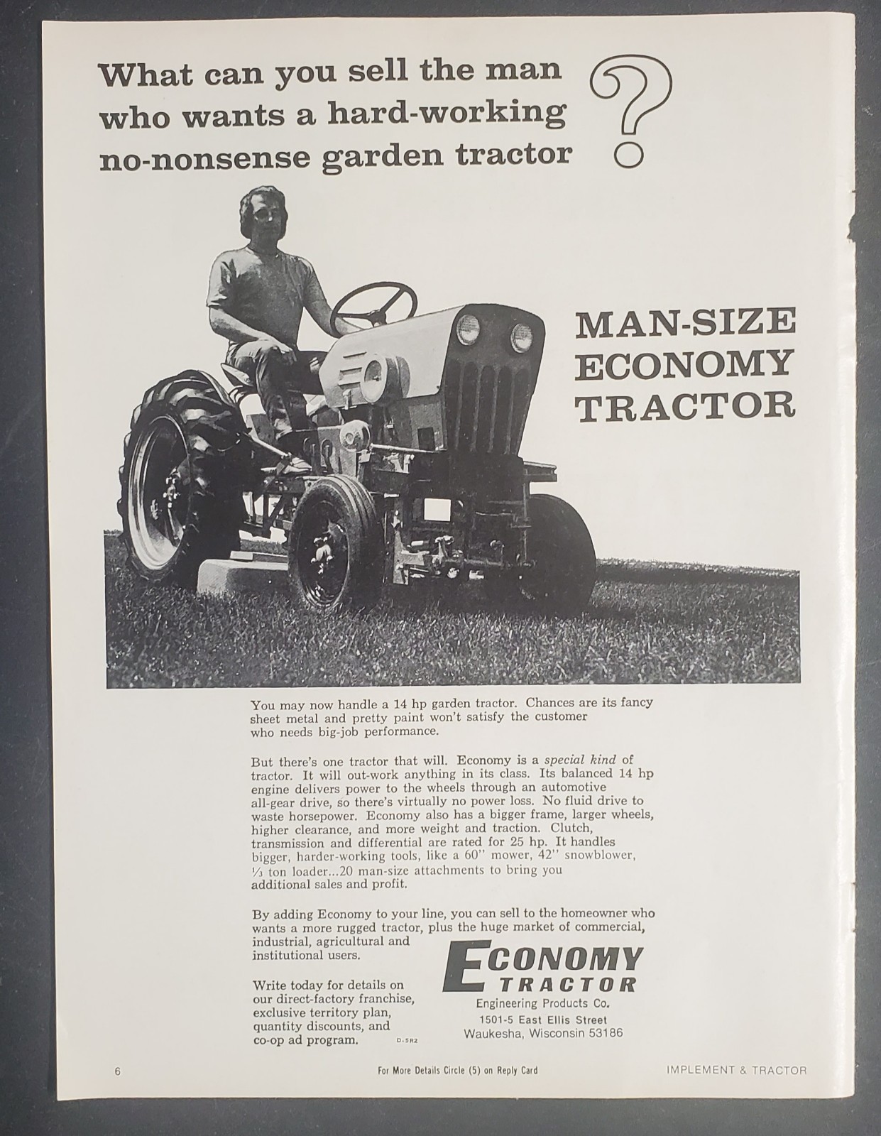 Man-Size Economy Tractor 1976 Magazine Advertisement