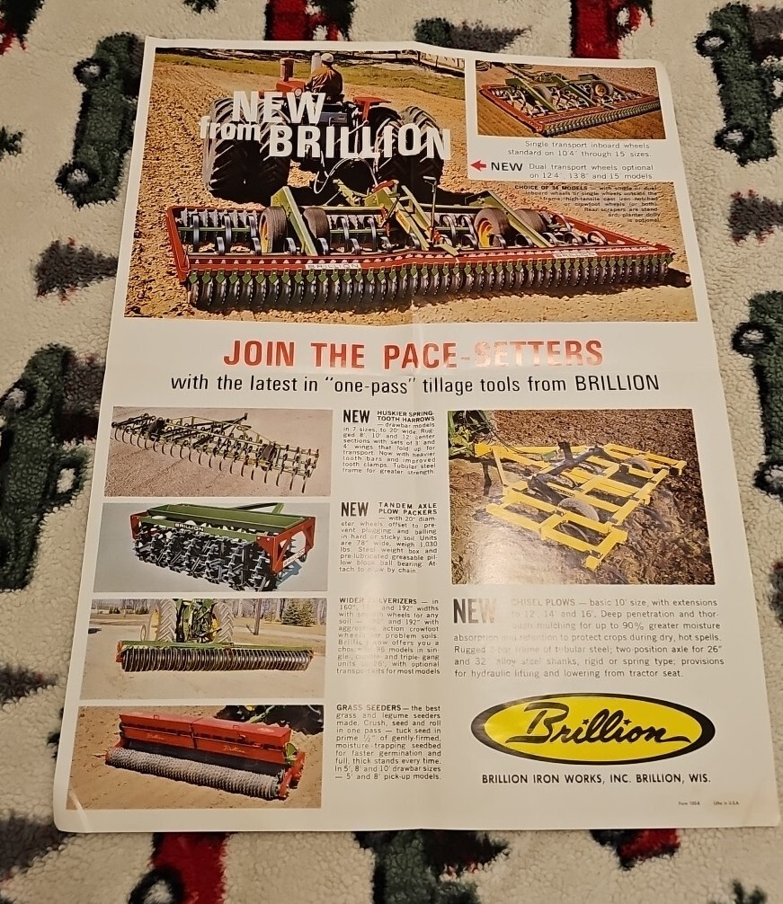 Vintage Brillion Plows Pulverizers Harrows Poster 23&Prime;×17&Prime; Agriculture Equipment