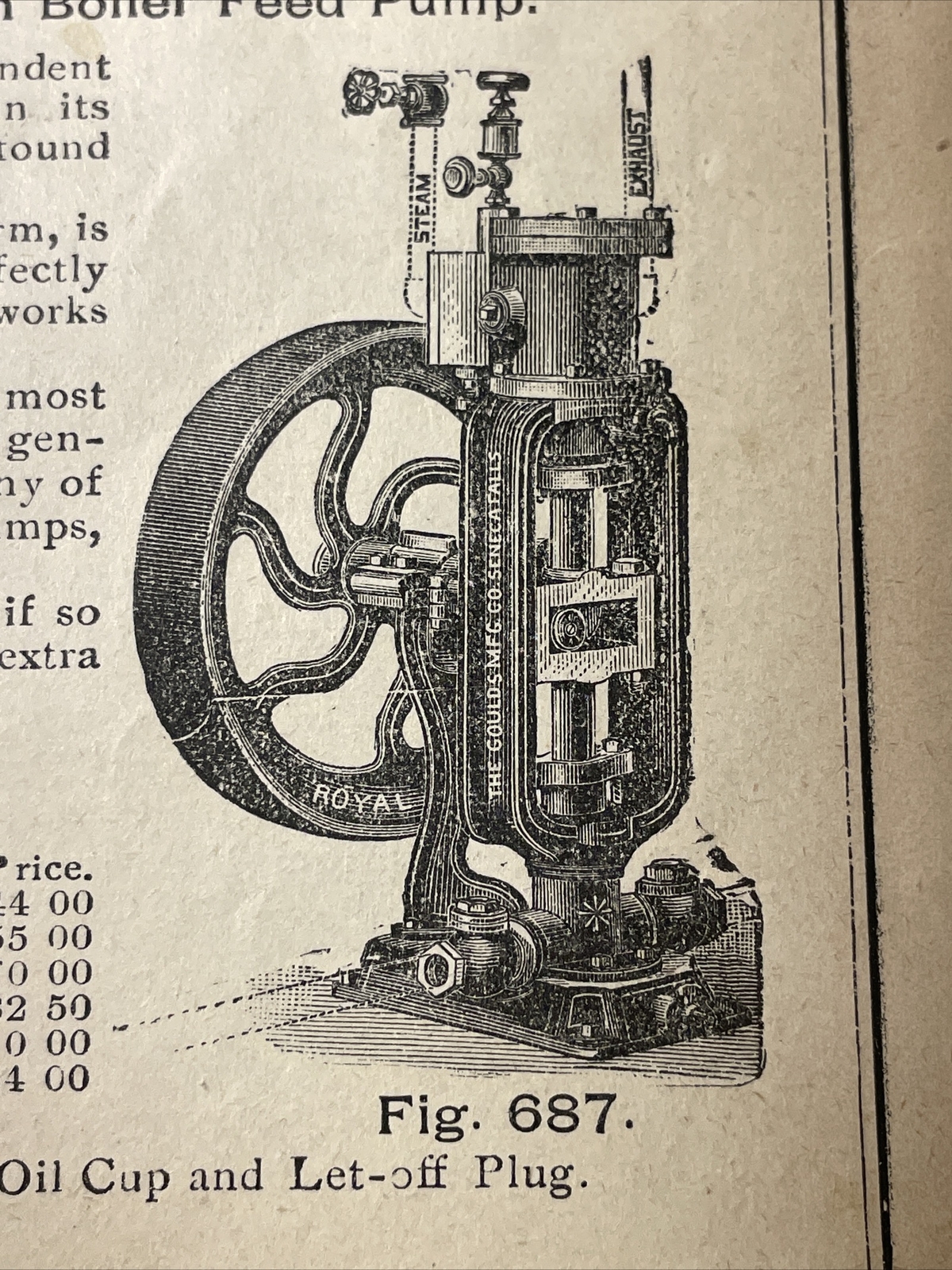 1891 Baldwin – Goulds Steam Boiler Feed Pump – Farm Advertising – New Orleans