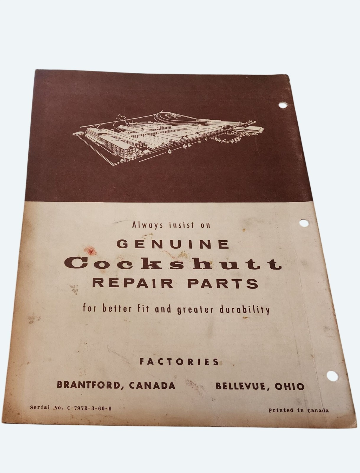 Vintage 1960 Cockshutt « 2 » Swather Parts List ManualC-797R-3-60-H