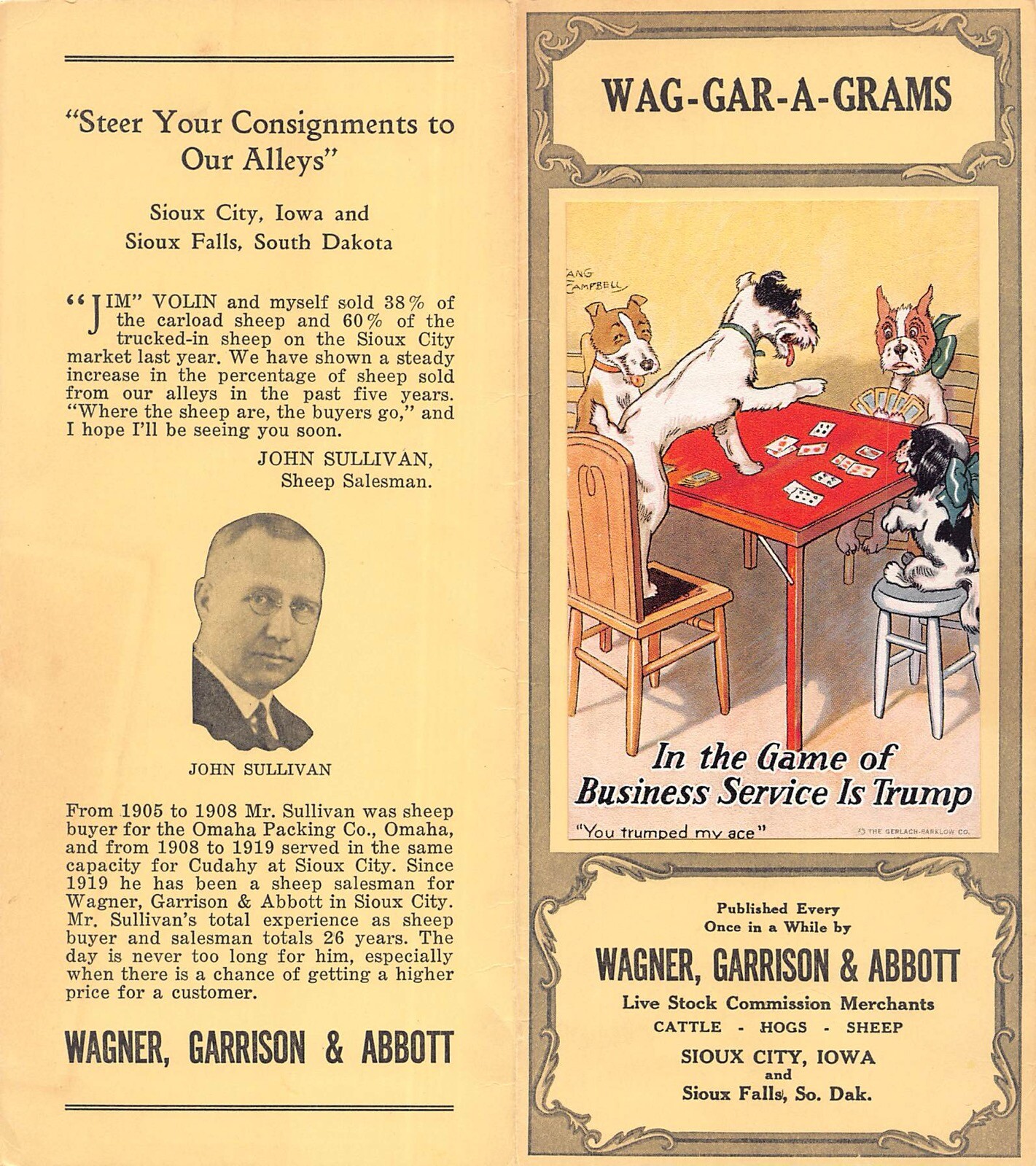 Wagner Garrison Abbott Live Stock Commission Sioux Falls Sioux City WAGGARAGRAMS