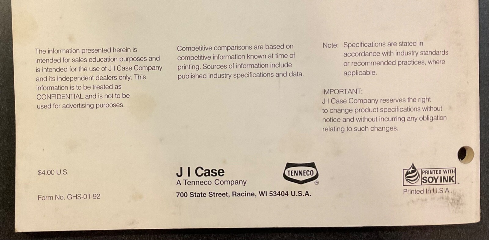 CASE-IH Salesman’s Brochure “A Guide to Harvesting Systems”. Rare Original. 1992
