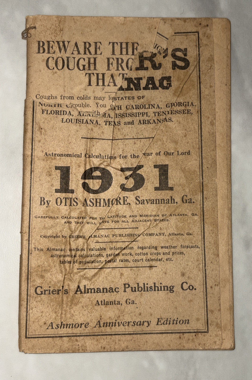 Lot of 4 Vintage GRIER&rsquo;S ALMANAC 1930, 1931, 1938, 1939 & 1941 Issues See Pics