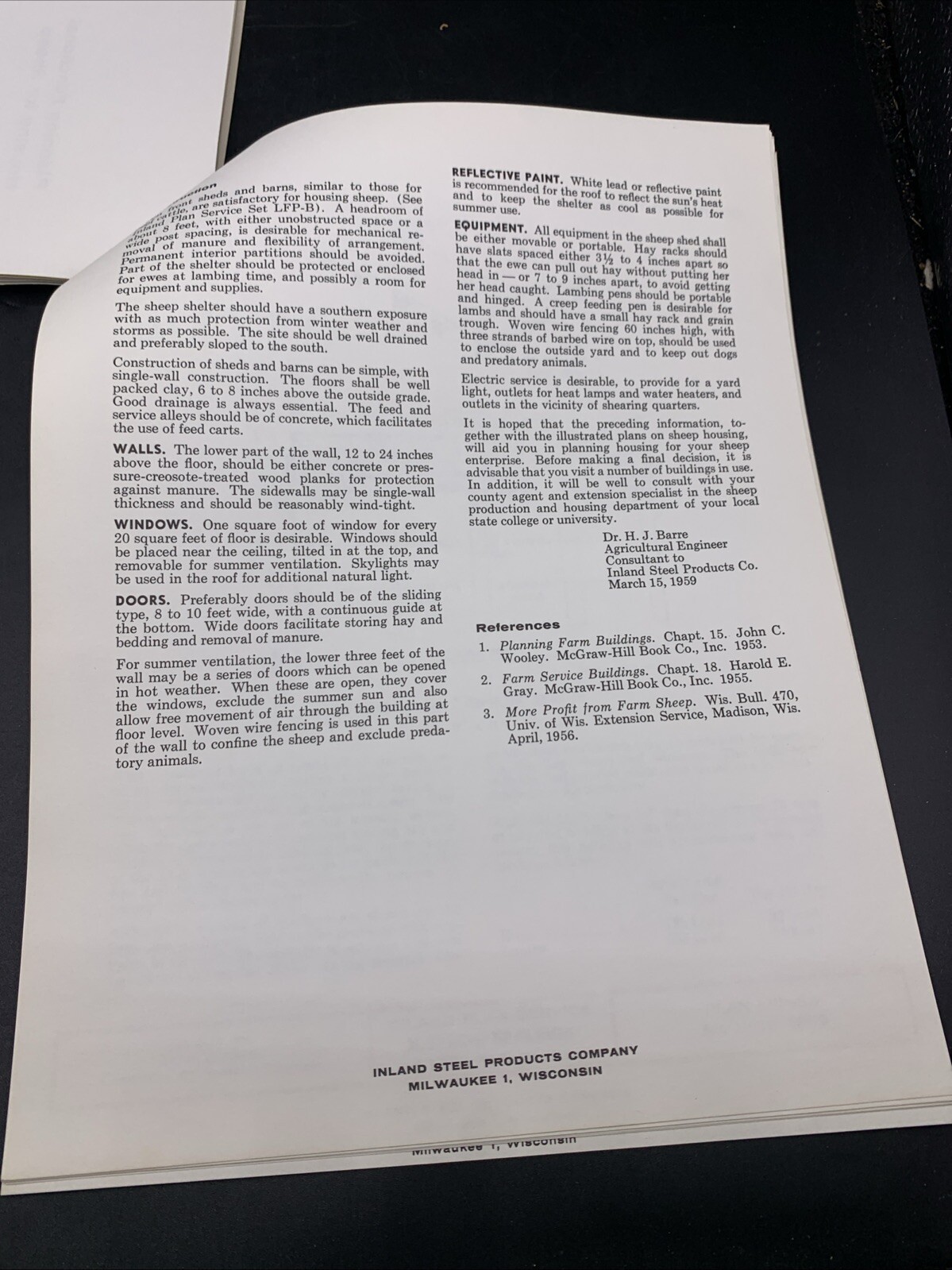 Rare 1959 Inland Steel Agricultural Buildings Plans & Specs-Hogs-Sheep-Poultry