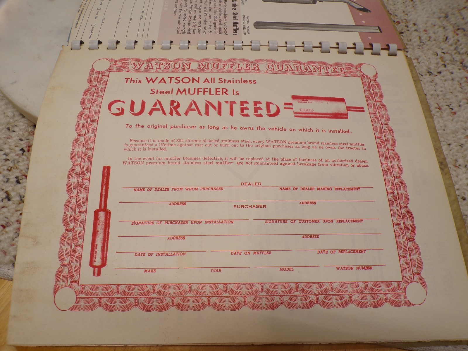 1969 Watson 304 Grade Stainless Steel Tractor Mufflers Catalog East Prairie MO