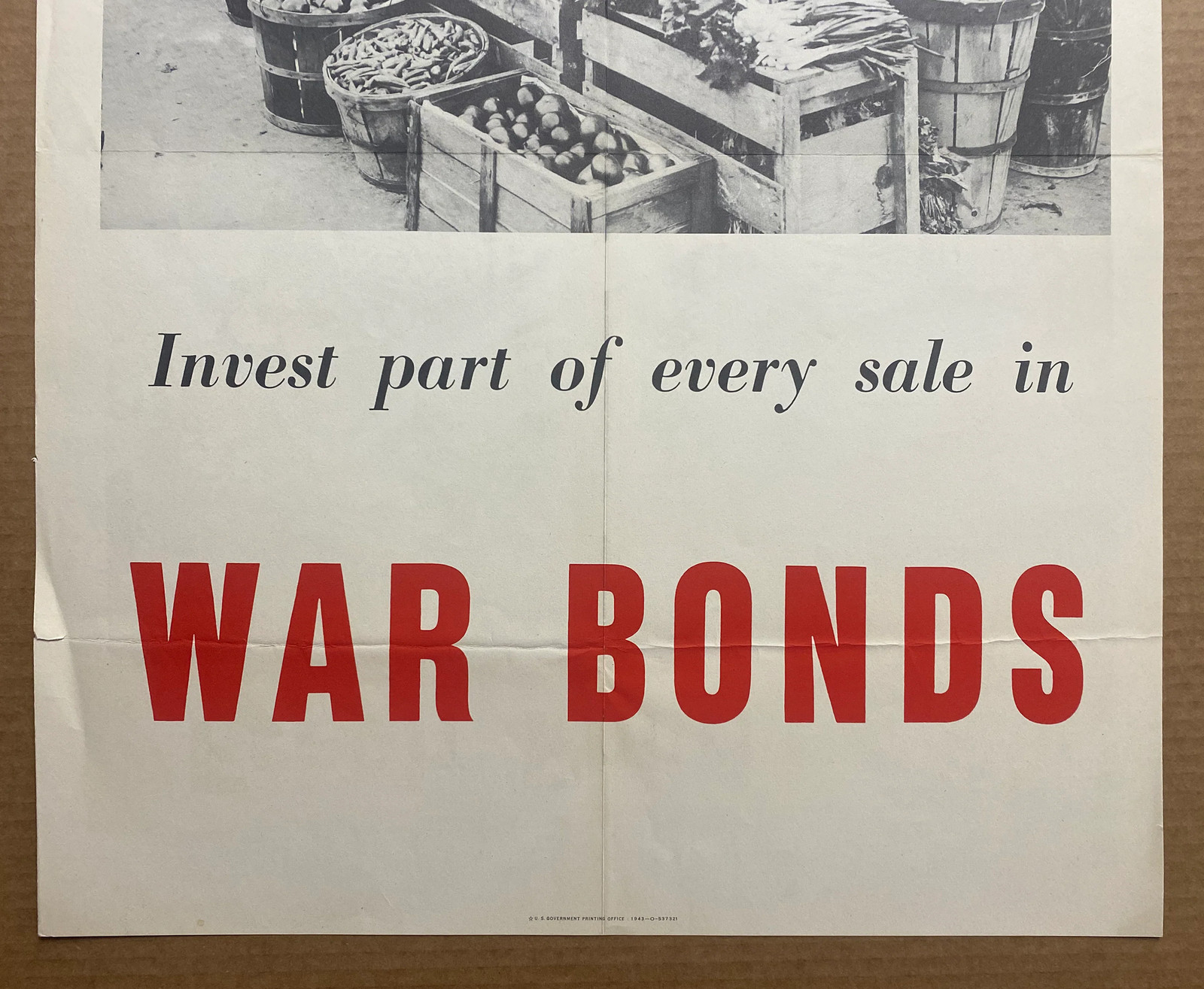 1943 Fresh Food Vital For Victory War Bonds Poster Market Garden Farmers WWII