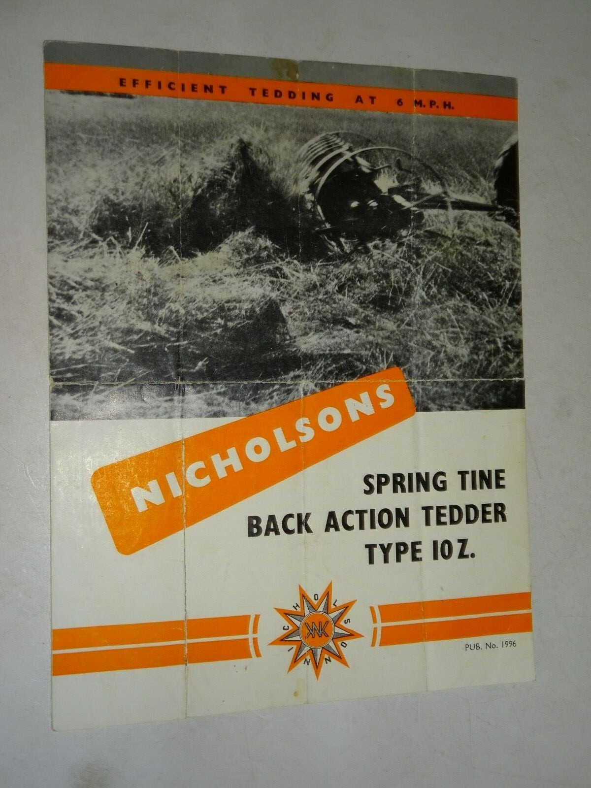 Vintage Nicholsons Spring Tine Back Action Tedder Sales Brochure Type 10Z