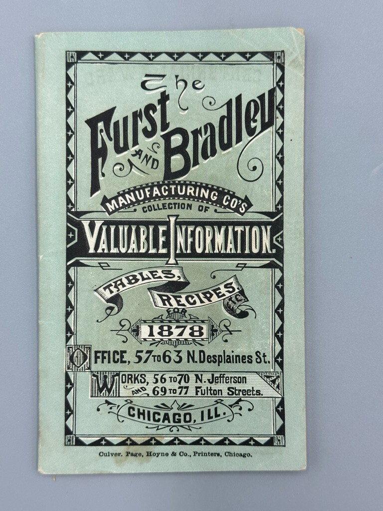 1878 FURST & BRADLEY PLOWS Pocket Catalog Repair List FARM Antique Advertising