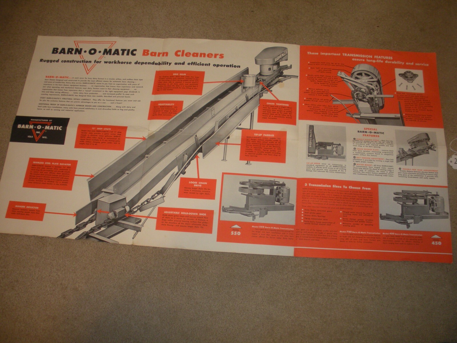 VINTAGE Farm Equipment Brochure – Barn-O-Matic – 300 400 500 – Silo Unloaders