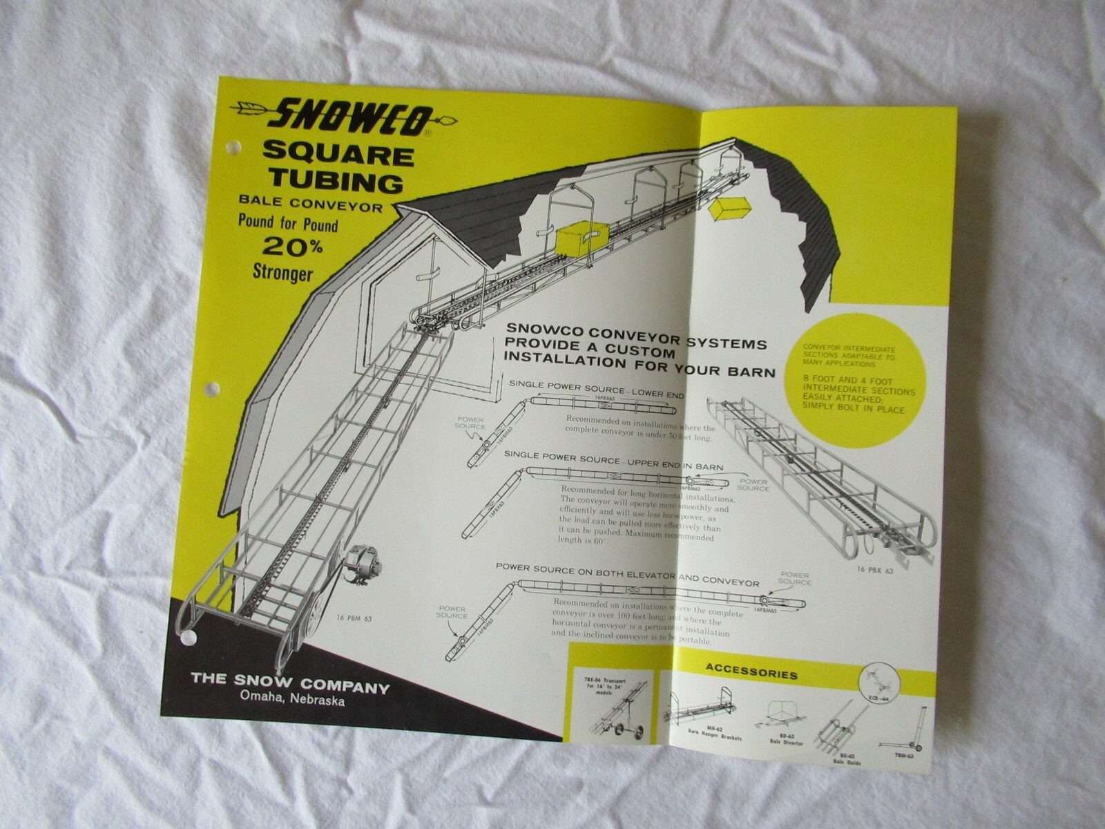 Snowco bale conveyor specification sheet brochure