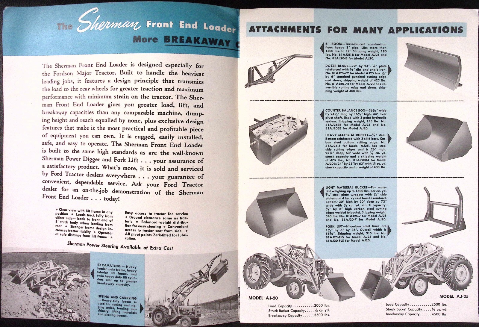 1958 Sherman Front End Loader for Fordson Tractors Dealer Brochure