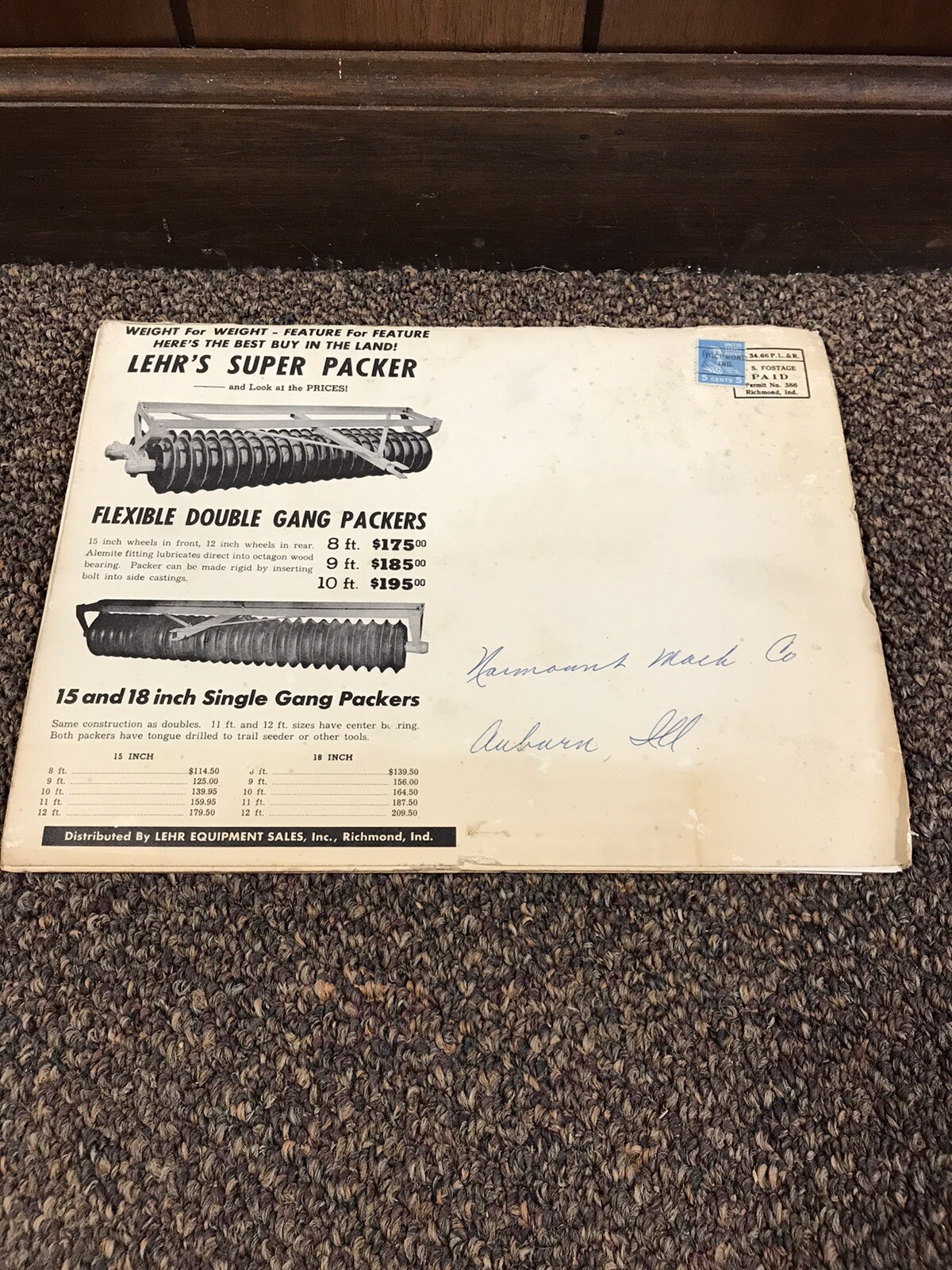 Vintage original Lehr equipment advertisement sales brochure package