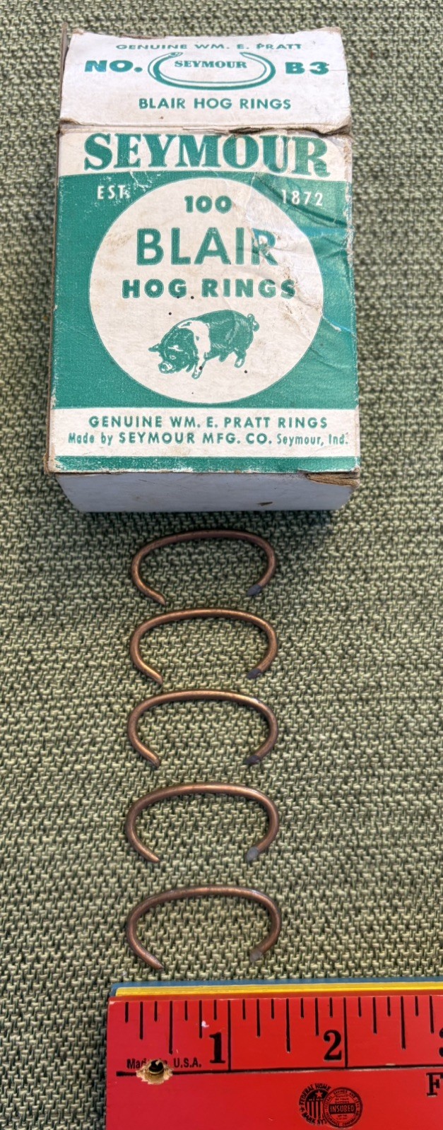 Nose Rings – 1.5 Inch Genuine Wm E. Pratt – Hog Rings – Est 1872 – Seymour, Ind.