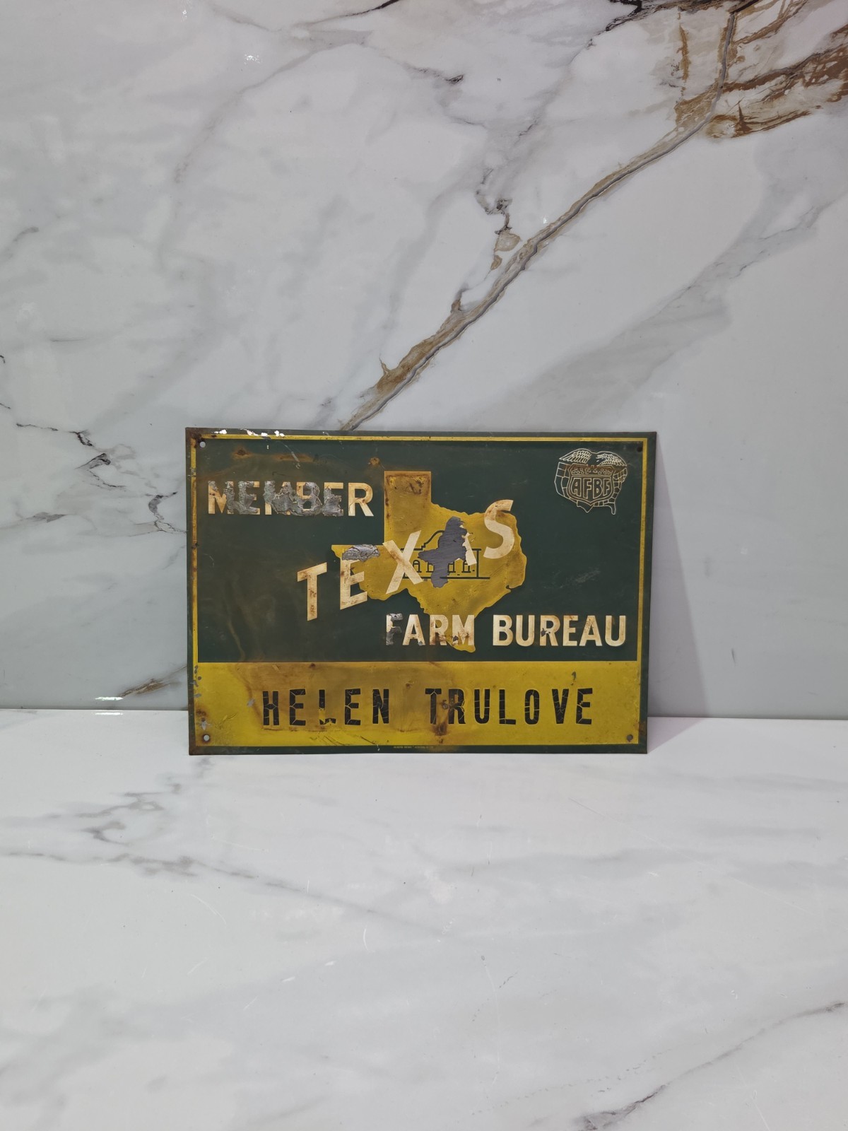 VINTAGE TEXAS FARM BUREAU SIGN Scioto Sign co farm and ranch collectible