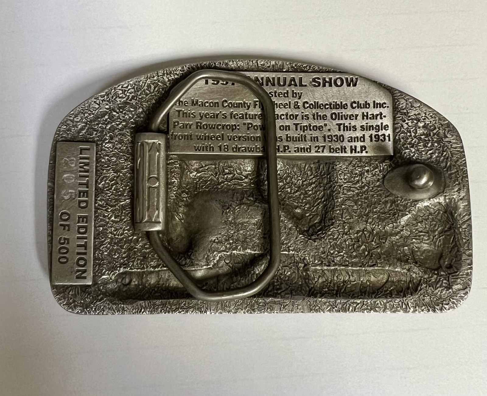 Oliver Hart-Parr Row Crop 1997 Belt Buckle Limited Edition # 205/500