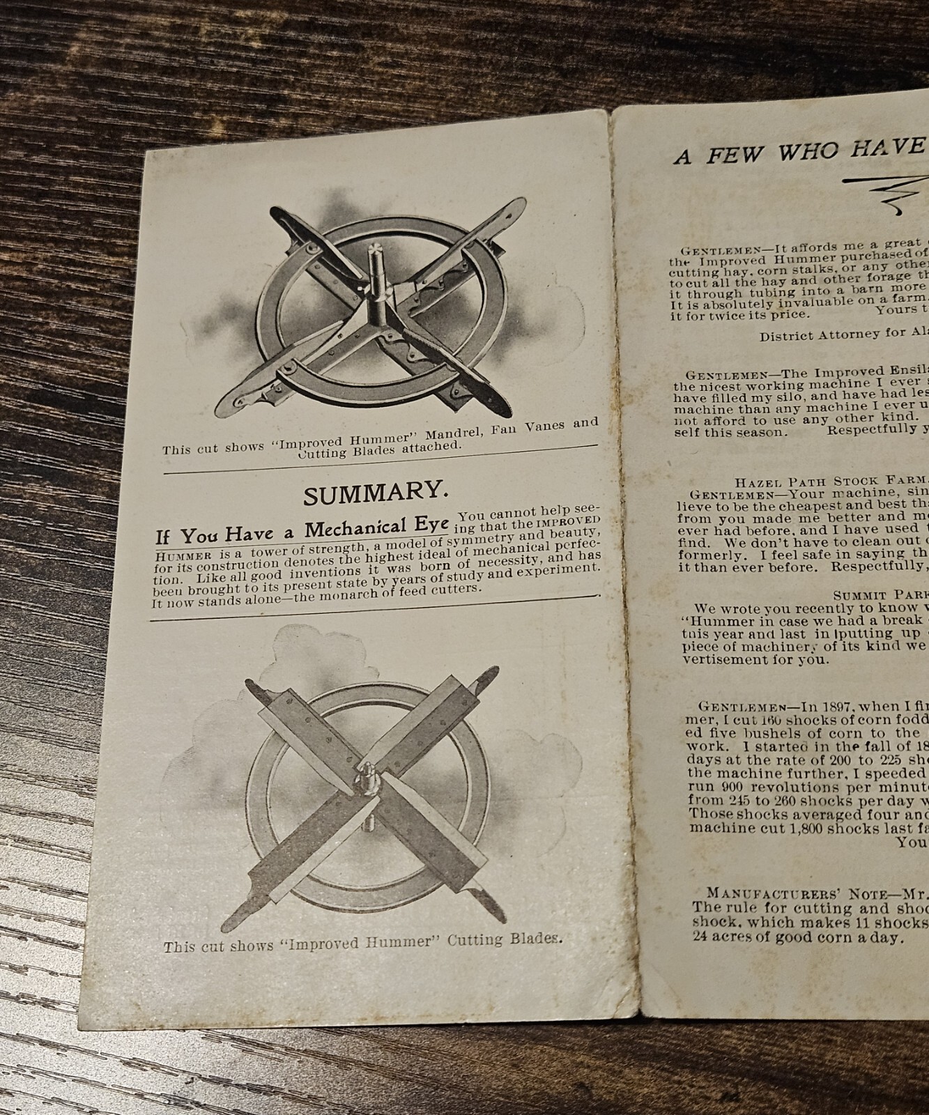 c1900 Hummer Ensilage Stalk Cutter Small Brochure Chattanooga Tennessee