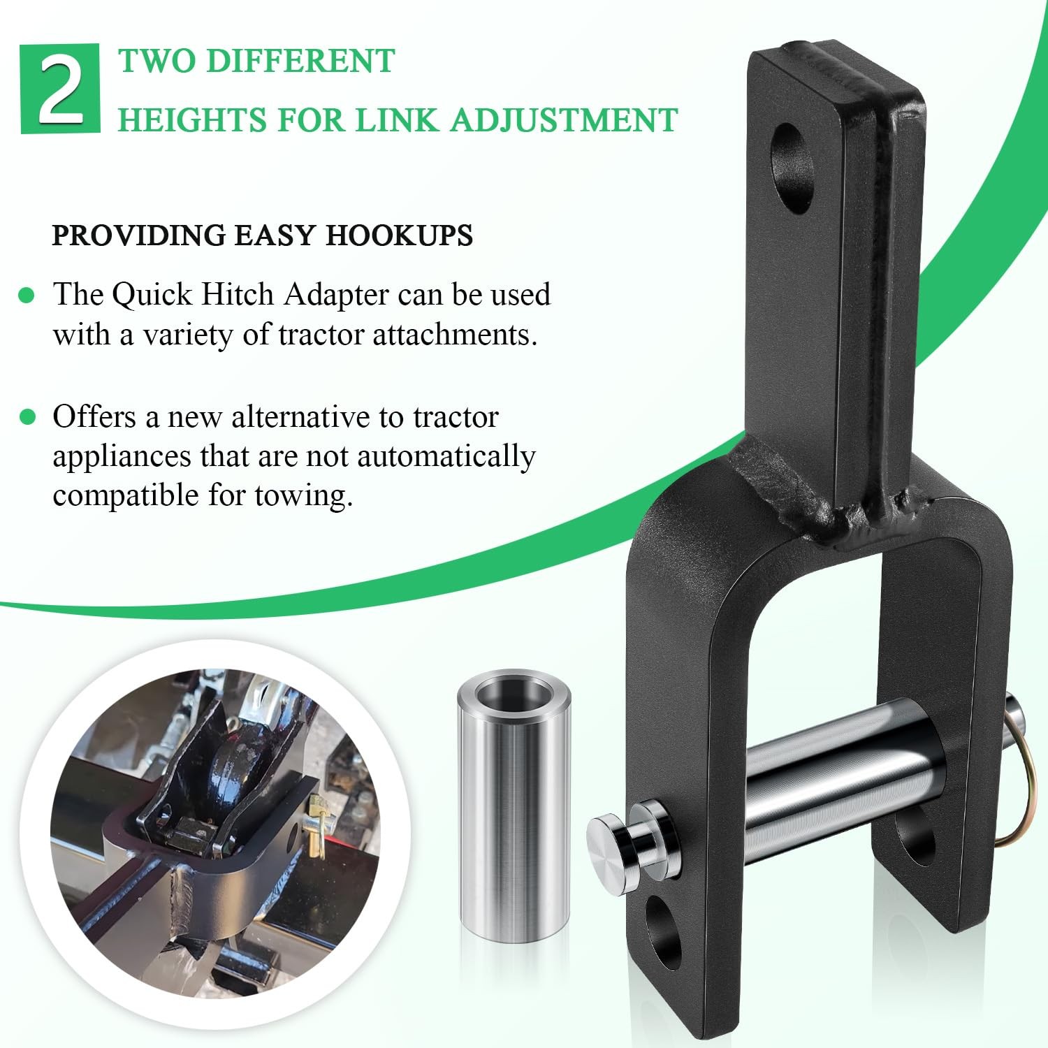 Versatile Quick Hitch Adapter with Adapter Sleeve Used to Adjust Top Link Bra…