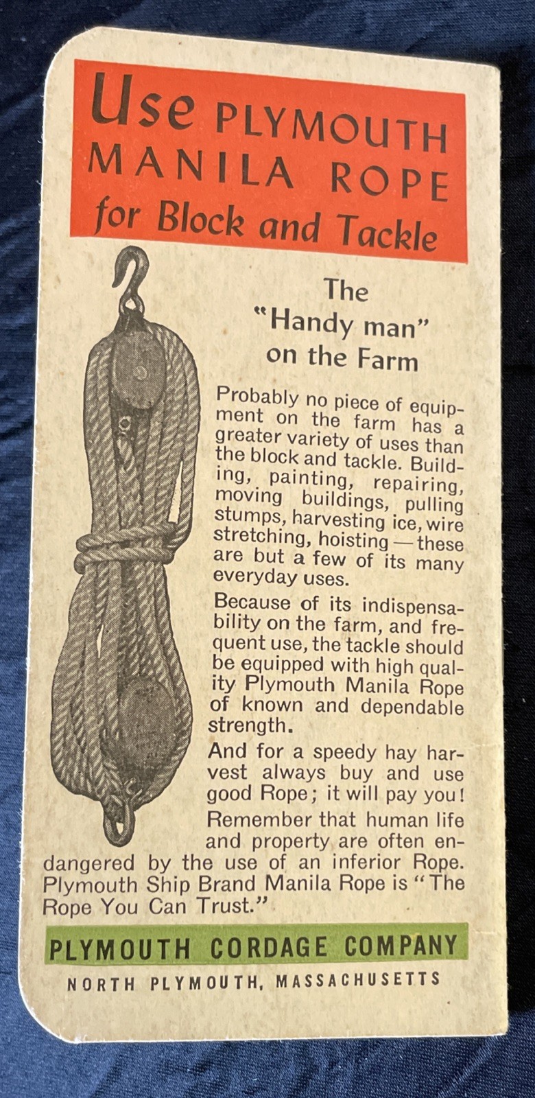 Set Of 2: 1938/39 & 1940/41 Plymouth Binder Twine Cordage Co. Pocket Note Books