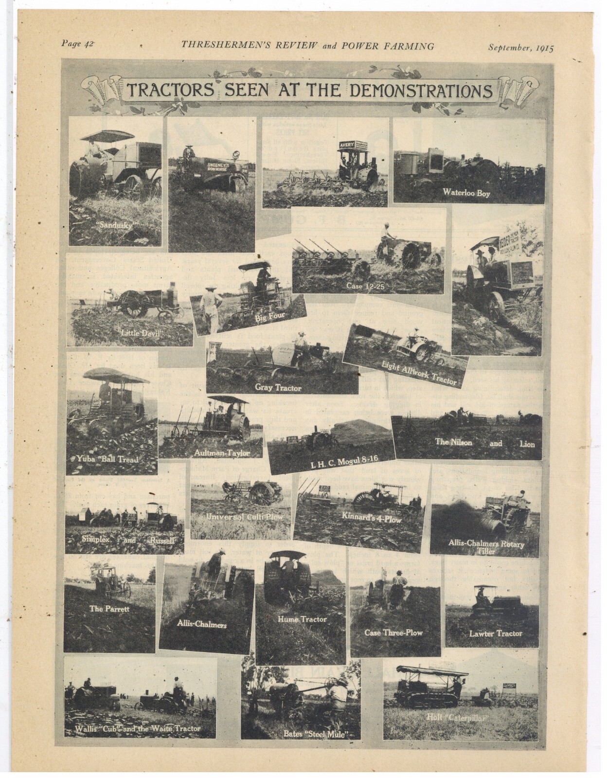 1915 Fremont, Nebraska Tractor Contest Pics – Case, Waterloo Boy, Yuba, Lion +++