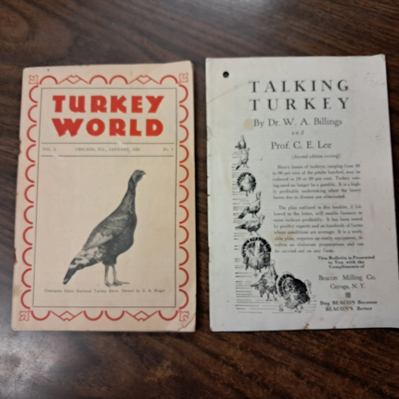 Vintage 1929 Turkey World Show Book & Talking Turkey Beacon Milling Co. N.Y.