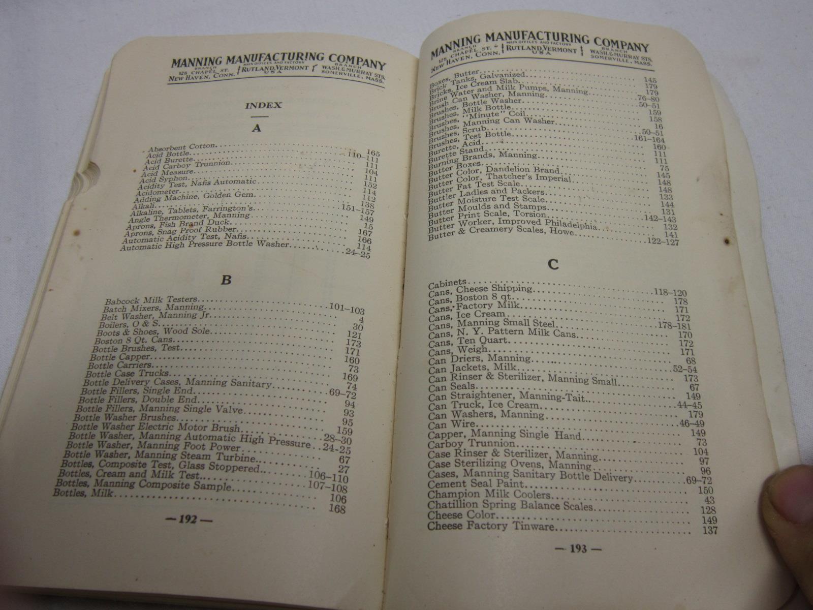Manning Mfg Co Catalog Rutland Vermont 8th Ed Vtg Old Antique Farm Milk Machine
