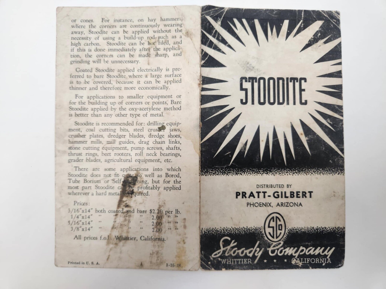 1936 Stoody Company Stoodite Farm Tools Original Ad