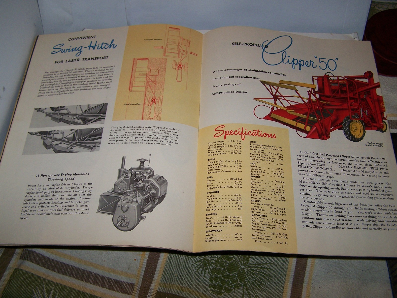 MASSEY HARRIS CLIPPER 50 Combine Sales Brochure Catalog Farm Tractor Steam Motor