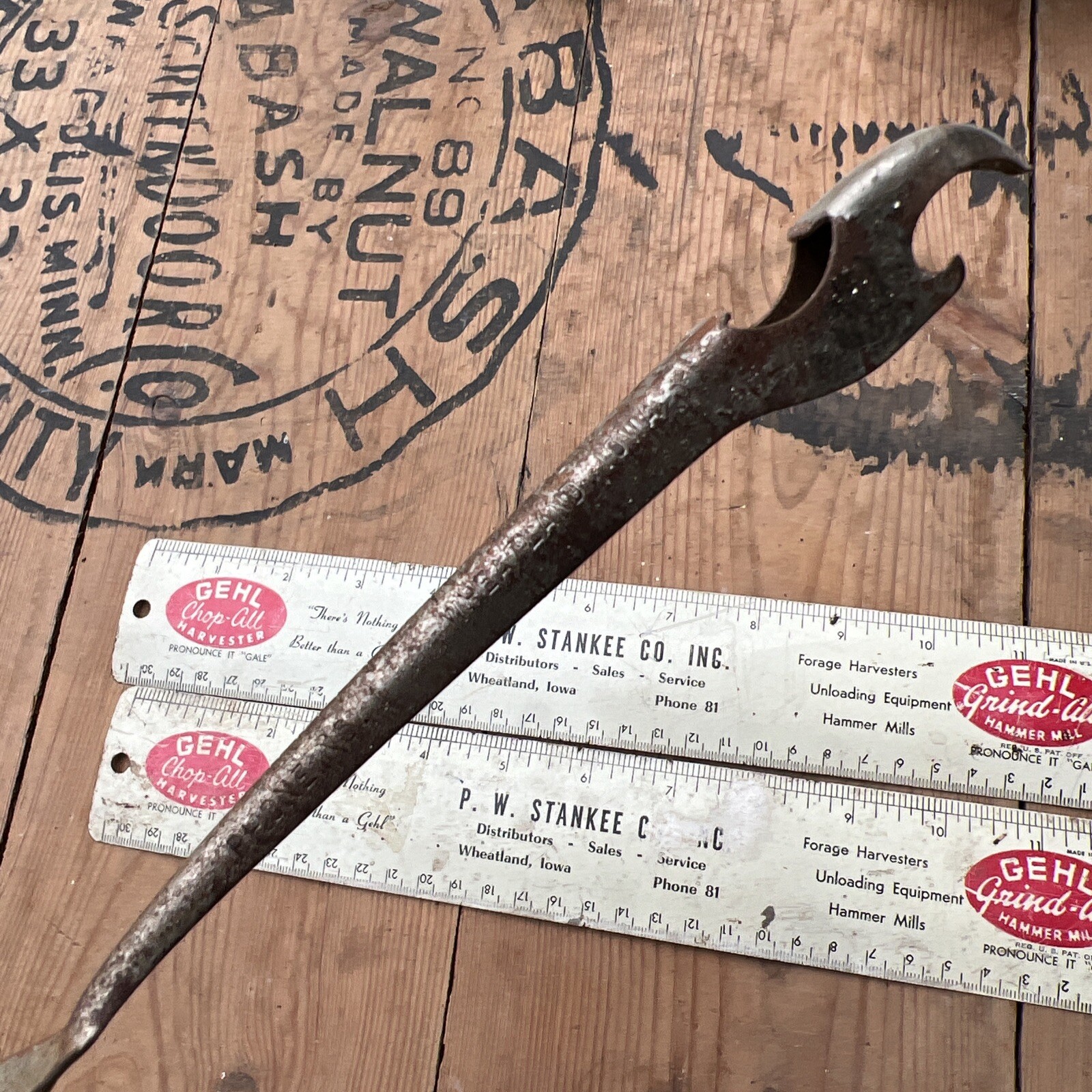 Advertising Wheatland, IA Gehl Hammer Mill Ruler Stanley Co Equity Trading Spoon