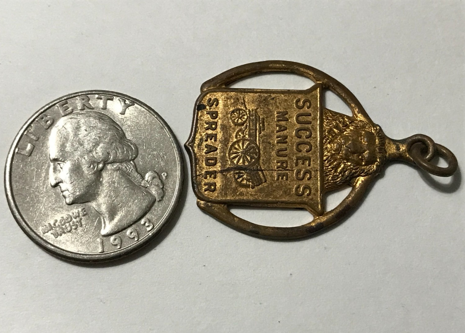 The Success Manure Spreader Kemp & Burpee Syracuse NY Advertising Watch Fob RJ96