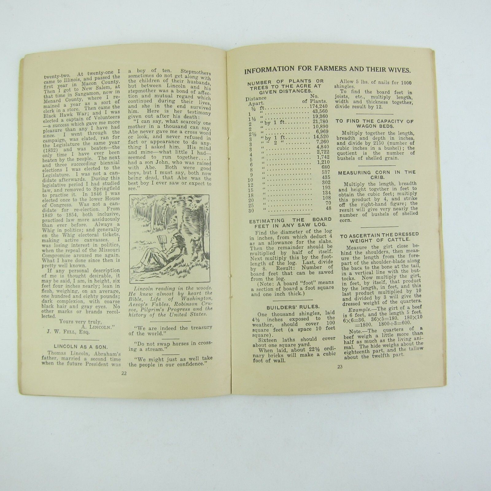 Abraham Lincoln Farm Almanac Wilmer Atkinson Co Farm Journal Antique 1909 RARE