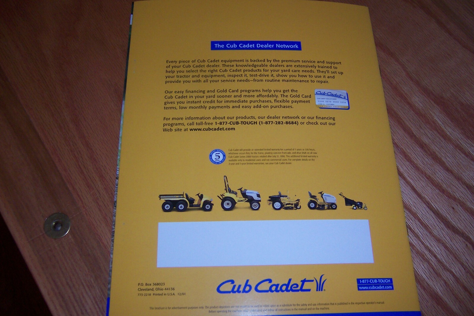 2001 CUB CADET 2000 Series tractor LITERATURE #773-2218