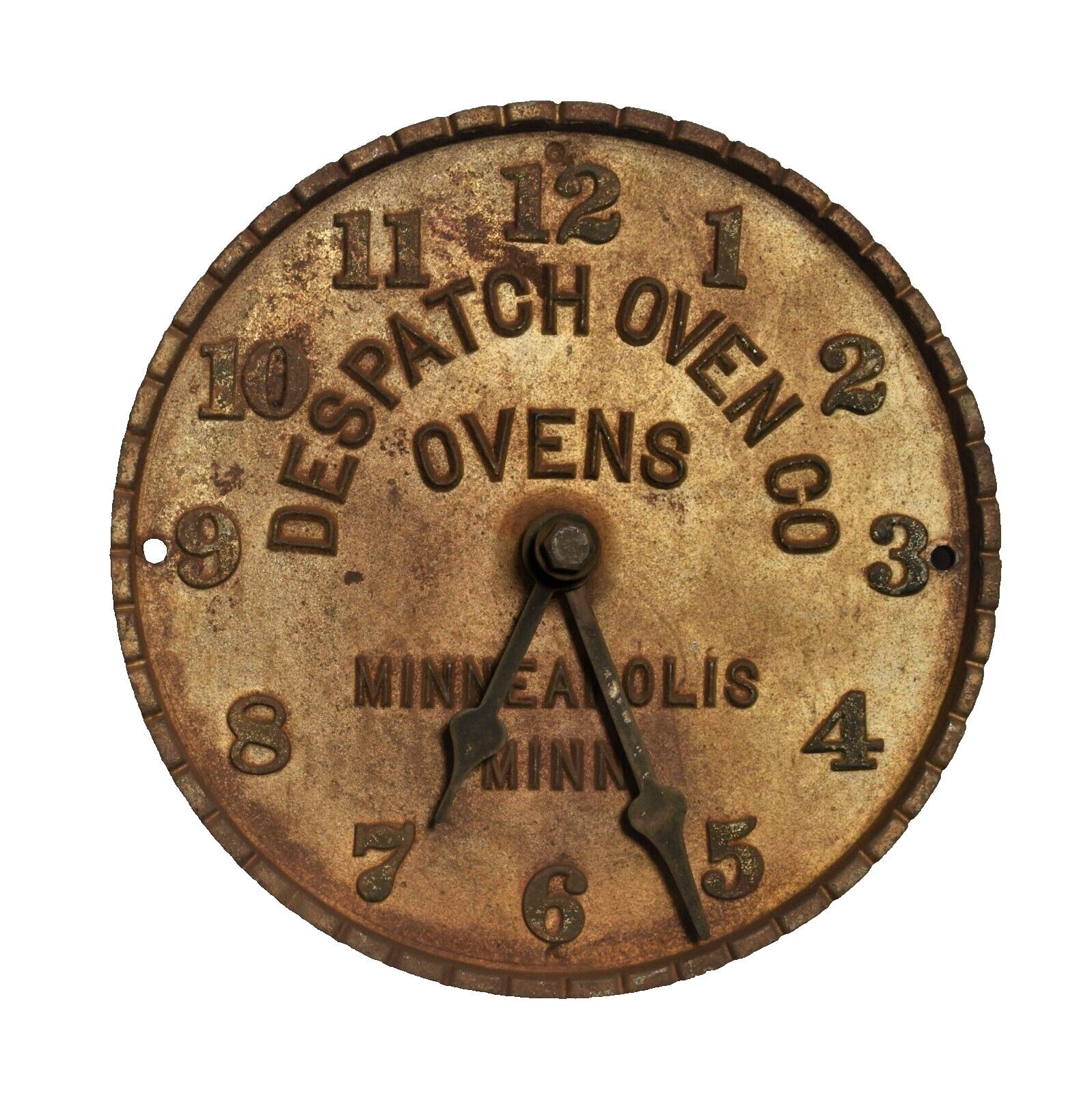 RARE Antique Despatch Oven Clock Timer Cast Iron Advertising Furnace Metal Sign