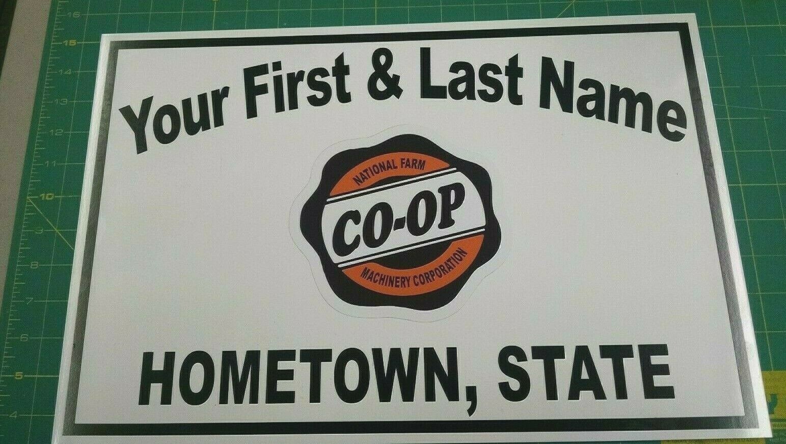 PERSONALIZED CO-OP FARM MACHINERY CORPORATION ALUMINUM NAME SIGN