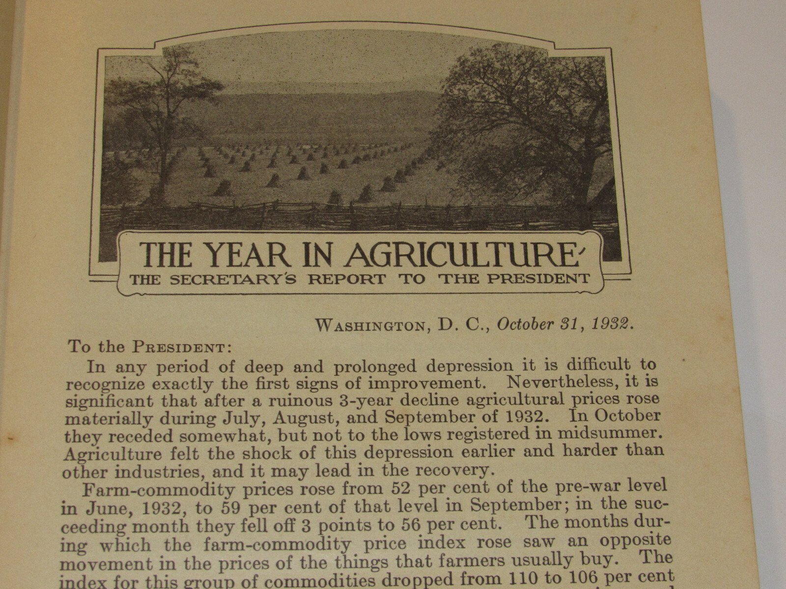 VINTAGE 1933 US DEPARTMENT OF AGRICULTURE YEARBOOK! DEPRESSION! PRICES CRASH!