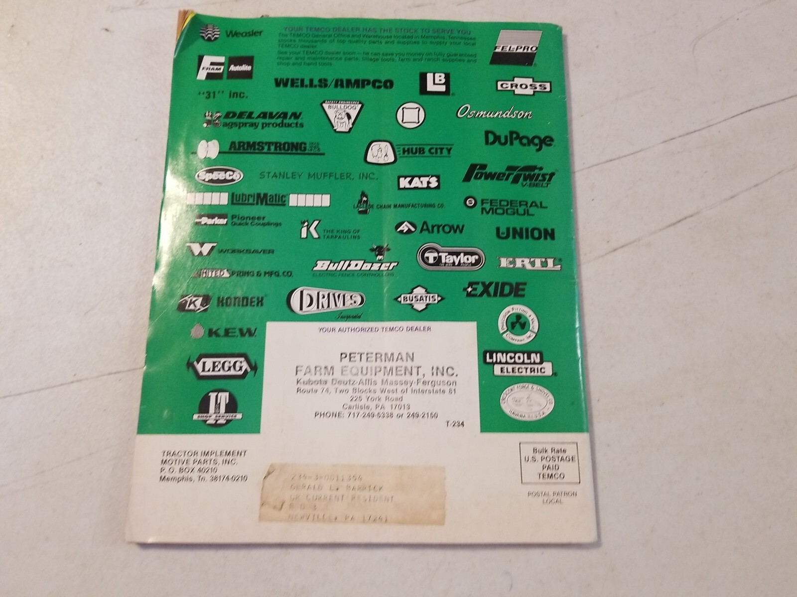 1992 Temco Tractor Parts Catalog Bloomsburg Pa