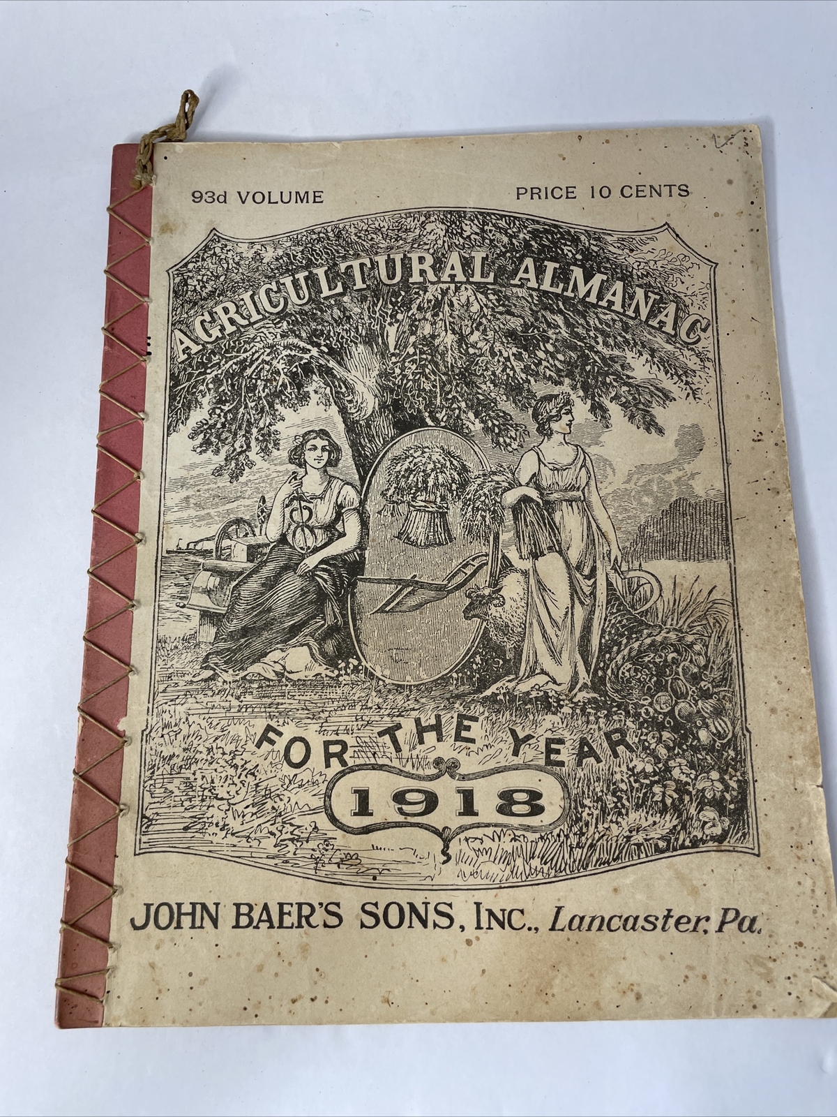 Vintage 1918 John Baers Sons Agricultural Almanac Lancaster Penn Farmers Almanac